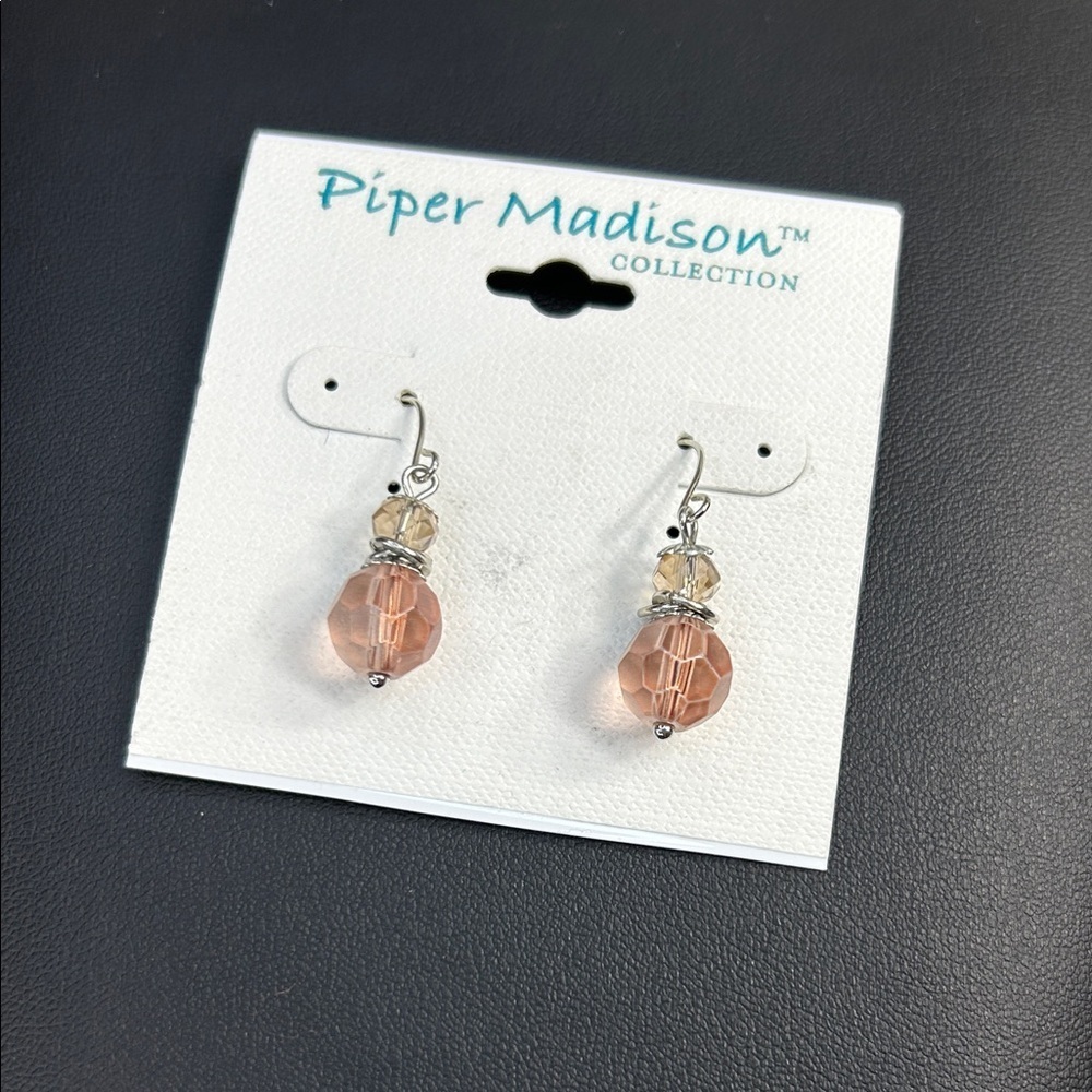 Piper Madison Silver and Peach Glass Earrings